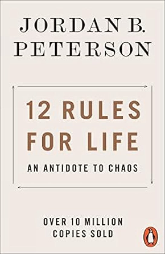 Image van een boek genaamd 12 Rules for Life van Jordan Peterson