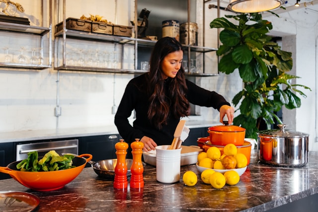 Woman preparing diner