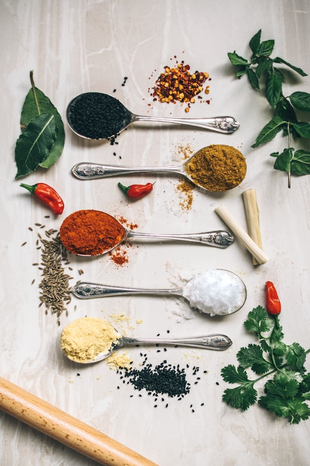 Spoons with herbs