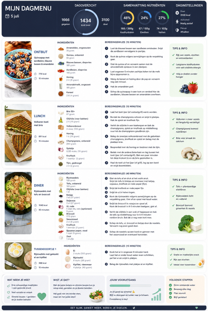 Vytal example: my menu for today